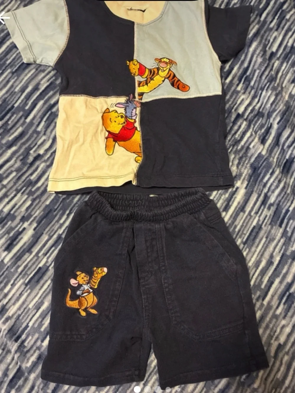 Winnie the Pooh Navy & Cream Block Short Sleeve Top and Shorts Set